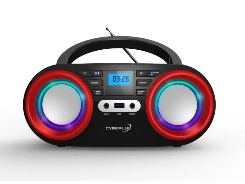 Best CYBERLUX CL-810 CD-Player mit LED-Discolichter CD/MP3/USB Radio Schwarz/Rot