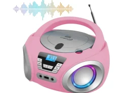 Best CYBERLUX CL-910 CD-Player mit LED-Discolichter CD/MP3/USB Radio Pink