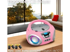 Best CYBERLUX CL-910 CD-Player mit LED-Discolichter CD/MP3/USB Radio Pink