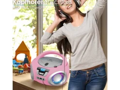Best CYBERLUX CL-910 CD-Player mit LED-Discolichter CD/MP3/USB Radio Pink