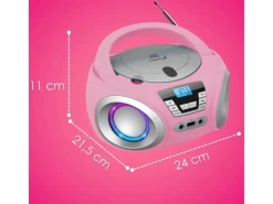 Best CYBERLUX CL-910 CD-Player mit LED-Discolichter CD/MP3/USB Radio Pink