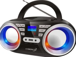 Sale CYBERLUX CL-800 CD-Player mit LED-Discolichter CD/MP3/USB Radio Schwarz/Silber