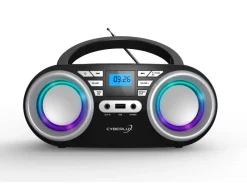Sale CYBERLUX CL-800 CD-Player mit LED-Discolichter CD/MP3/USB Radio Schwarz/Silber