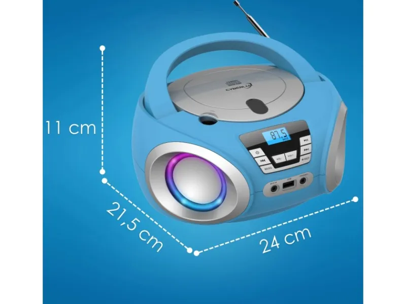 CYBERLUX Haushaltsgeräte<CL-900 CD-Player mit LED-Discolichter CD/MP3/USB Radio Blau