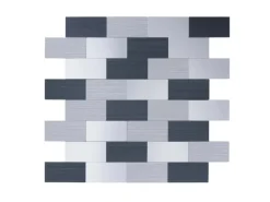 Dalsys Selbstklebende Fliesen 1m² 11 Stück Rechteck Grau Mix Silber< Küchenrückwände