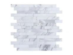 Dalsys Selbstklebende Fliesen 1m² 11 Stück Stäbe Weiß Silber< Küchenrückwände