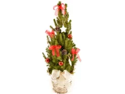 Dekorierte Zuckerhut-Fichte im Korbgefäß Topf Ø ca. 23 cm Picea glauca< Töpfe