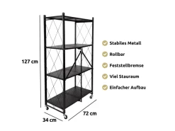 Discount deluxe4home Klappbares Regal mit 4 Etagen 72x34x127 cm