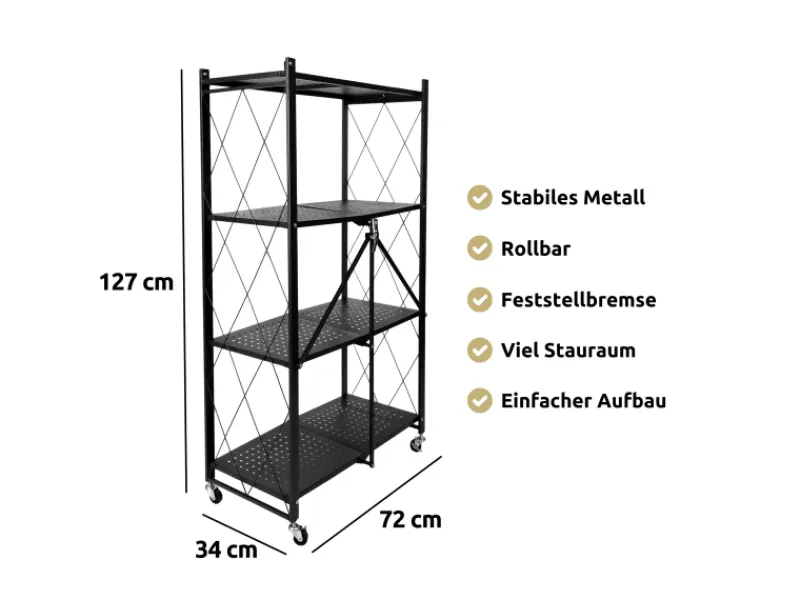 Discount deluxe4home Klappbares Regal mit 4 Etagen 72x34x127 cm