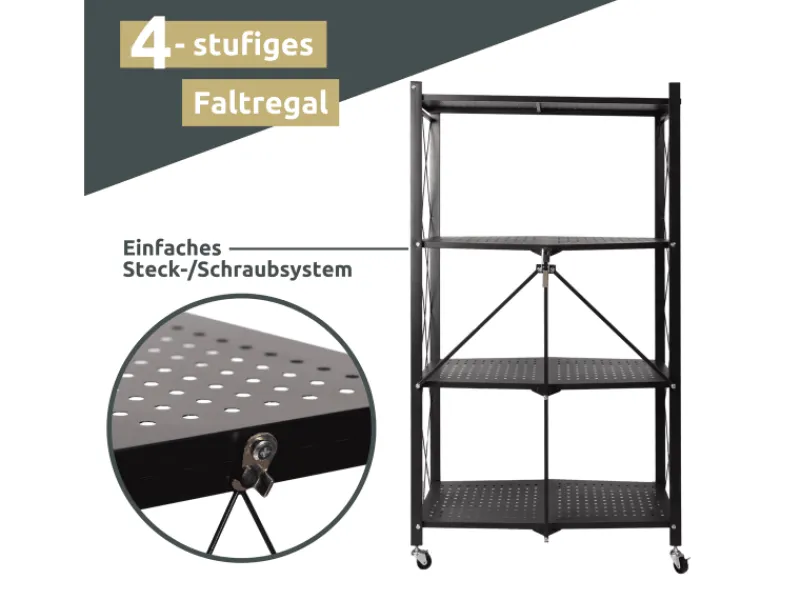 Discount deluxe4home Klappbares Regal mit 4 Etagen 72x34x127 cm