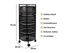 Online deluxe4home Rollwagen mit 4 schwenkbaren Ebenen 30x30x78 cmRund