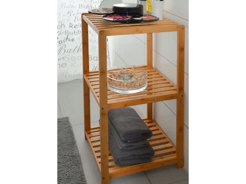 DuneDesign Küchenregale<Badezimmer-Regal 83 x 38 x 40 cm mit 3 Fächern aus Bambus
