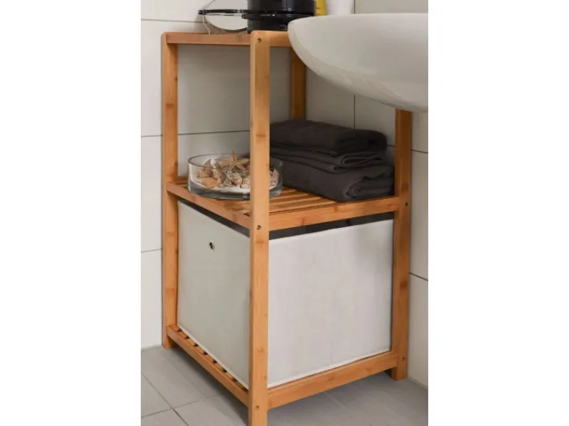 DuneDesign Küchenregale<Badezimmer-Regal 83 x 38 x 40 cm mit 3 Fächern aus Bambus