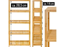 DuneDesign Küchenregale<Bambus Regal für das Badezimmer 130 x 60 x 26 cm