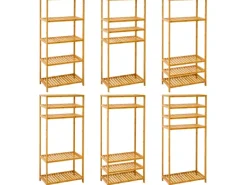 DuneDesign Küchenregale<Bambus Regal für das Badezimmer 130 x 60 x 26 cm