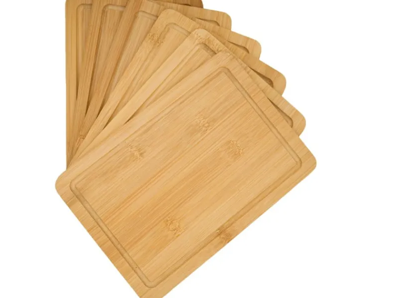 DuneDesign 6er Set Frühstücksbrettchen 22 x 15 cm aus Bambus Rund< Schneidebretter|Küchenhelfer