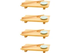 Clearance DuneDesign 4er Set Japanisches Sushi Brett 27 x 16 x 4 cm mit Schälchen