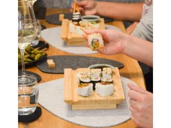 Clearance DuneDesign 4er Set Japanisches Sushi Brett 27 x 16 x 4 cm mit Schälchen