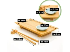 Clearance DuneDesign 4er Set Japanisches Sushi Brett 27 x 16 x 4 cm mit Schälchen