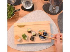Hot DuneDesign 2er Set Japanisches Sushi Brett 27 x 16 x 4 cm mit Schälchen