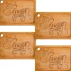 Outlet DuneDesign 4er Set Steakteller aus Bambus 33 x 23 x 2cm Motiv Comic-Kuh