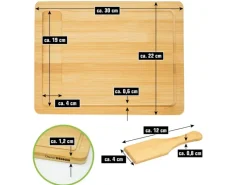 DuneDesign Schneidebretter<Raclettebrett mit Spachtel für 2 Personen 30 x 22 cm aus Bambus