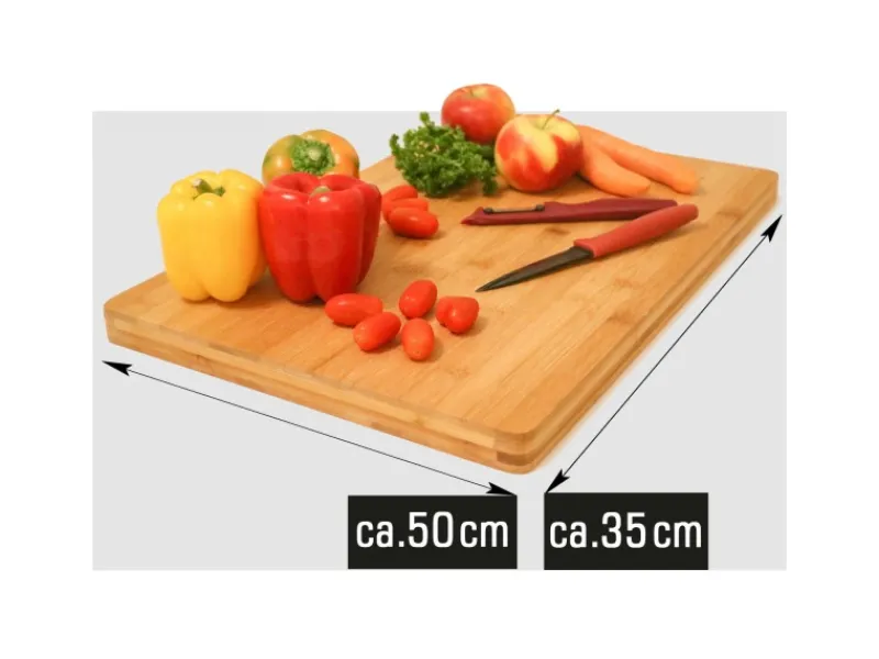 DuneDesign Schneidebretter|Küchenhelfer<XL Schneidebrett aus Bambus 50 x 35 x 3 cm extra Dick