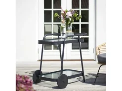 Servierwagen<ebuy24 Steam Servierwagen Schwarz und Klare Streifen