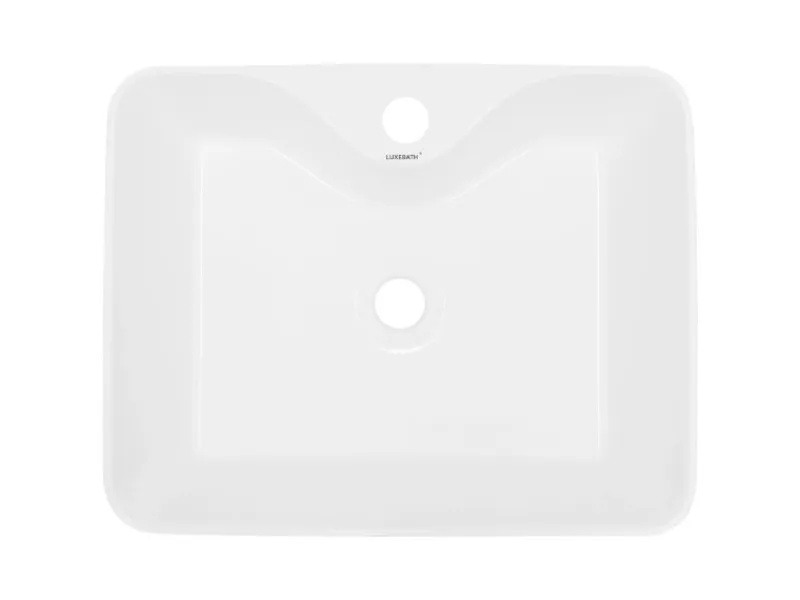 ECD Germany Design Waschbecken Waschtisch 480 x 380 x 140 mm inkl Ablaufgarnitur< Zweigriffarmatur|Einhebelmischer