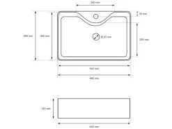 ECD Germany Design Waschbecken Waschtisch 480 x 380 x 140 mm inkl Ablaufgarnitur< Zweigriffarmatur|Einhebelmischer