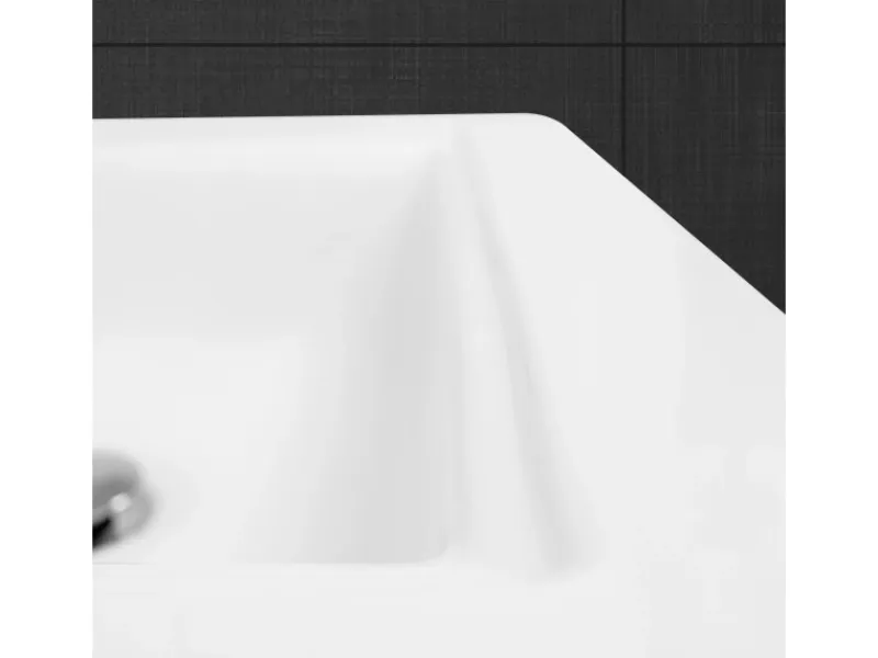 ECD Germany Einhebelmischer<Waschbecken Waschtisch 605 x 465 x 160 mm Keramik Weiß Einbaubecken