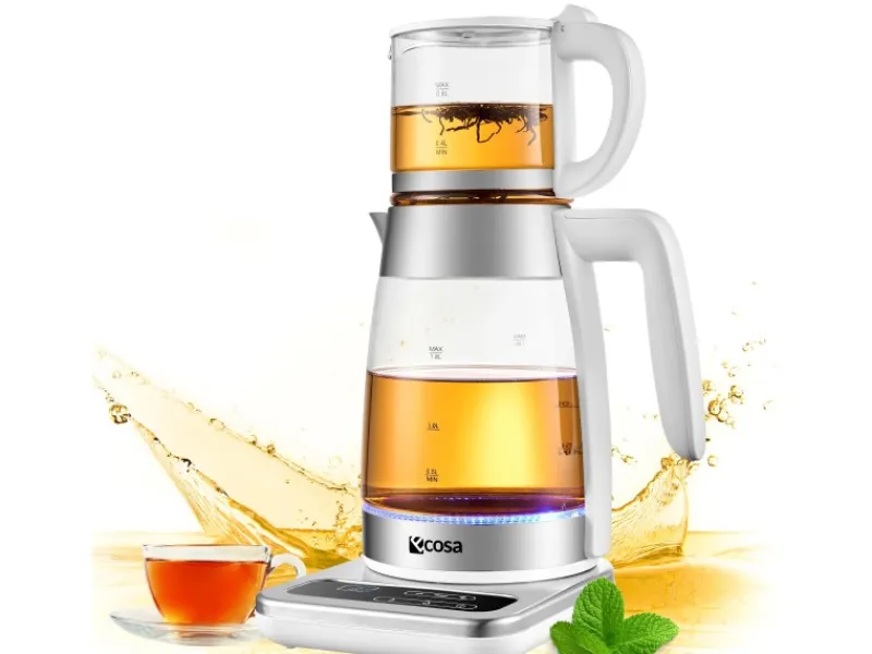 Ecosa Haushaltsgeräte<EO-695 Teekocher mit Temperatureinstellung BPA-Frei 1,8L 2200 Watt Weiß