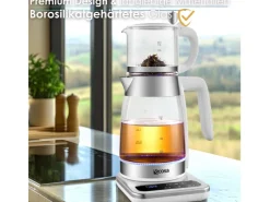 Ecosa Haushaltsgeräte<EO-695 Teekocher mit Temperatureinstellung BPA-Frei 1,8L 2200 Watt Weiß