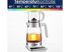 Ecosa Haushaltsgeräte<EO-695 Teekocher mit Temperatureinstellung BPA-Frei 1,8L 2200 Watt Weiß