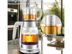 Ecosa Haushaltsgeräte<EO-695 Teekocher mit Temperatureinstellung BPA-Frei 1,8L 2200 Watt Weiß