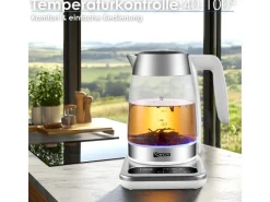 Ecosa Haushaltsgeräte<EO-695 Teekocher mit Temperatureinstellung BPA-Frei 1,8L 2200 Watt Weiß