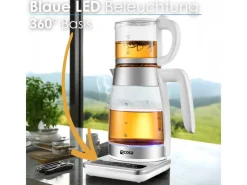 Ecosa Haushaltsgeräte<EO-695 Teekocher mit Temperatureinstellung BPA-Frei 1,8L 2200 Watt Weiß