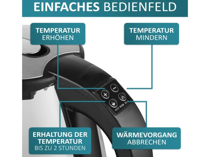 Ecosa EO-610 Wasserkocher mit Temperatureinstellung 1,7 L< Haushaltsgeräte