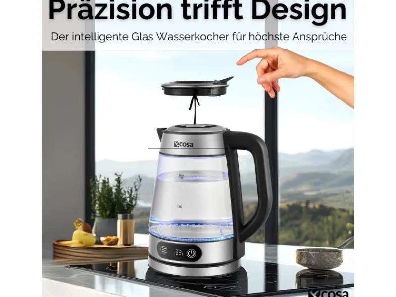 New Ecosa EO-696 Wasserkocher mit Temperatureinstellung 1,8 L