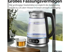 New Ecosa EO-696 Wasserkocher mit Temperatureinstellung 1,8 L