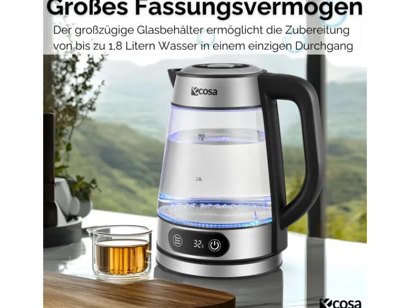 New Ecosa EO-696 Wasserkocher mit Temperatureinstellung 1,8 L