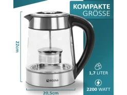 Sale Ecosa EO-650 Wasserkocher mit Temperatureinstellung und Teefilter 1,7 L