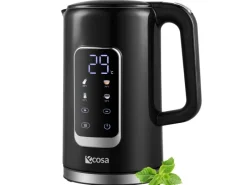 Ecosa EO-693 Wasserkocher schwarz mit Temperatureinstellung 1,7 L< Haushaltsgeräte