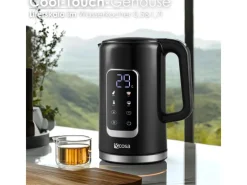 Ecosa EO-693 Wasserkocher schwarz mit Temperatureinstellung 1,7 L< Haushaltsgeräte