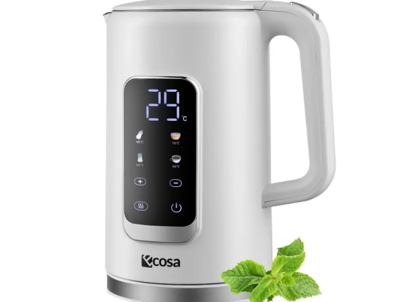 Discount Ecosa EO-691 Wasserkocher weiß mit Temperatureinstellung 1,7 L