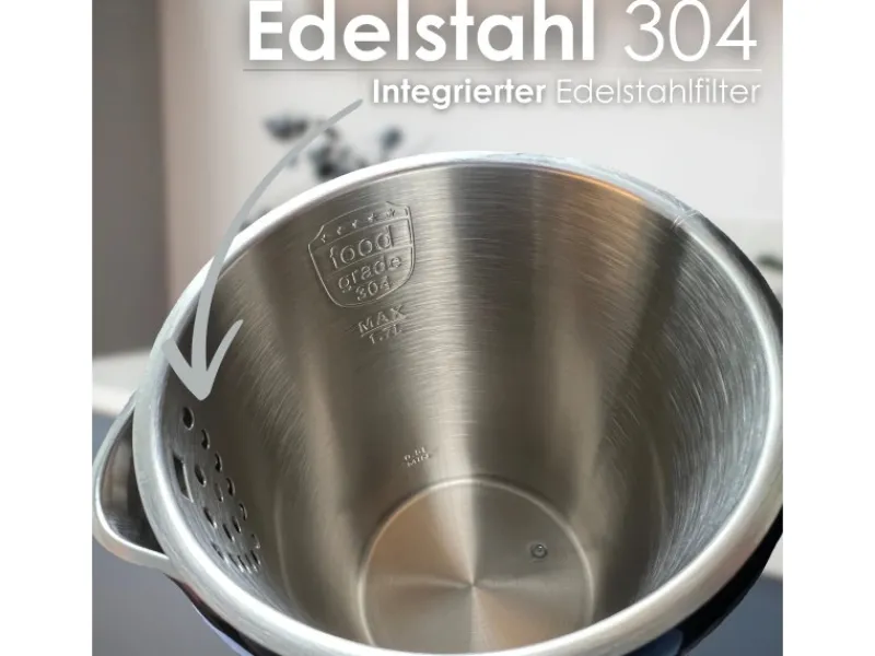 Discount Ecosa EO-691 Wasserkocher weiß mit Temperatureinstellung 1,7 L