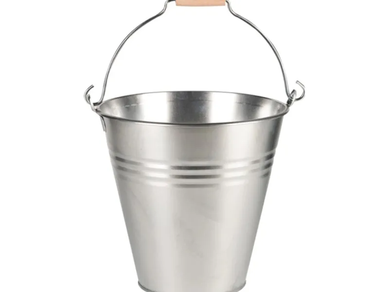 Töpfe<Eimer mit Henkel und Holzgriff 3,2 l Zink Standard