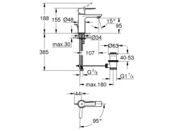 Grohe Einhebelmischer<Einhand-Waschtischbatterie Lineare XS-Size Chrom mit Zugstangen-Ablaufgarnitur