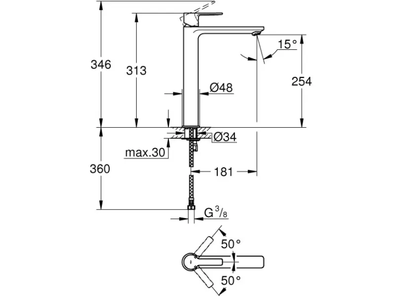 Grohe Einhebelmischer<Einhand-Waschtischbatterie Lineare XL-Size Supersteel