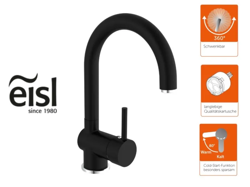 New Eisl Spültischarmatur Futura Schwarz-Chrom